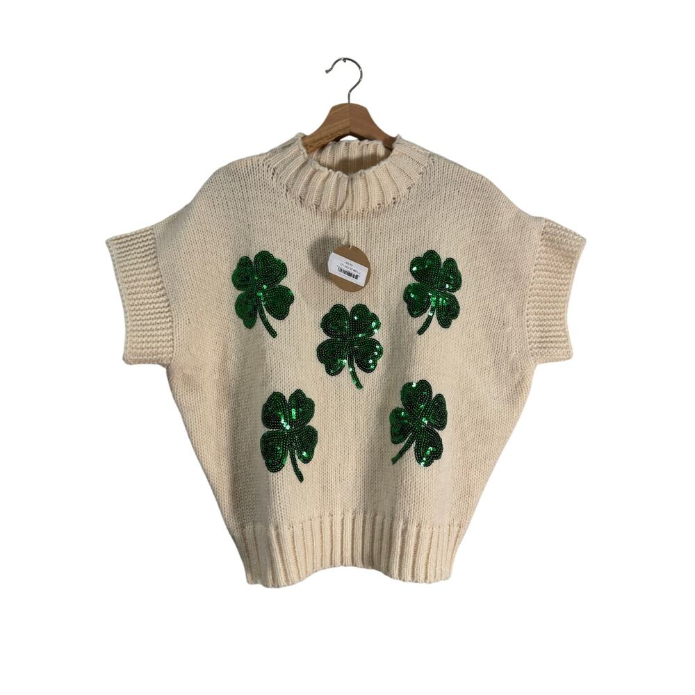 BiBi NEW Sequin Shamrock Sweater Large